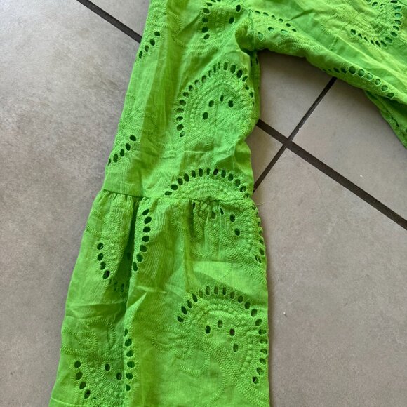 Green Eyelet Embroidered Mini Dress – Size M - Picture 3 of 8